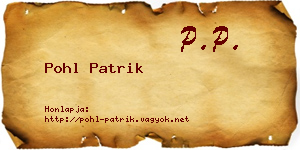 Pohl Patrik névjegykártya
